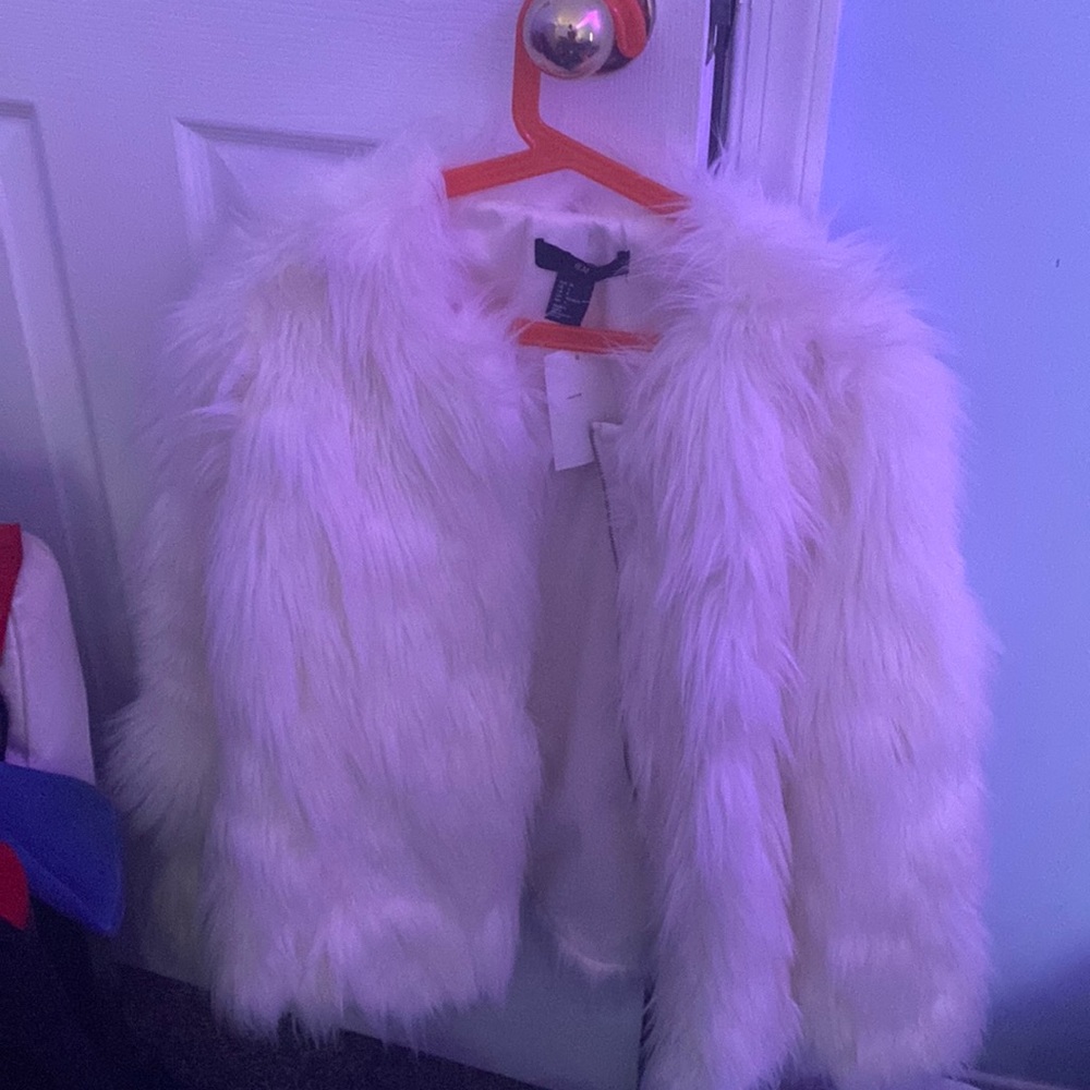 White furry coat